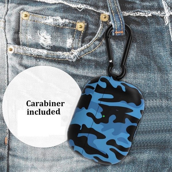 Case for Apple AirPod Pro (Camouflage Blue) | Airpod Skin with Keychain | Clasp Shockproof | Anti-Slip Case | Unisex Design | Case for Apple Wireless Earphones | Earpod Cover